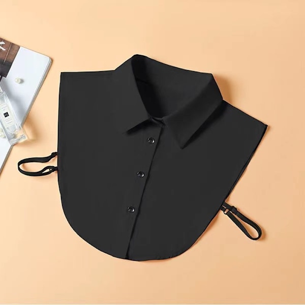 Dame falsk krage Avtakbar skjortedekorasjon rund hals S Black round neck