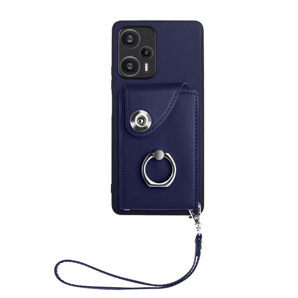 Etui til iPhone 13 Blå + stor håndstropp Lommebok med kortholder