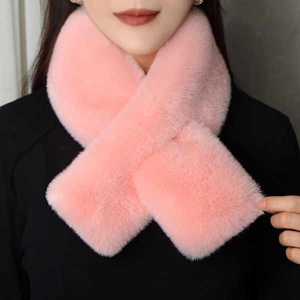 Dame falsk krage Avtakbar halv Vinter Plysj Fortykket Skjerf Girl pink
