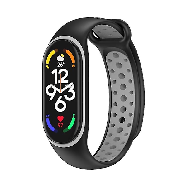 Sort Grå Sort Grå Silikone Urrem kompatibel med Xiaomi Mi Band 7