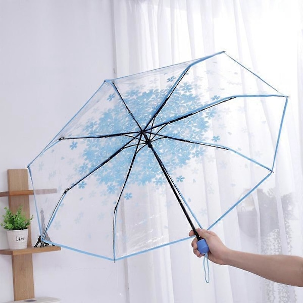 Läpinäkyvä automaattinen sateenvarjo naisille, kokoontaittuva aurinkovarjo sateeseen ja aurinkoon, tuulenpitävä, naisten sateenvarjot Manuaol Umbrella
