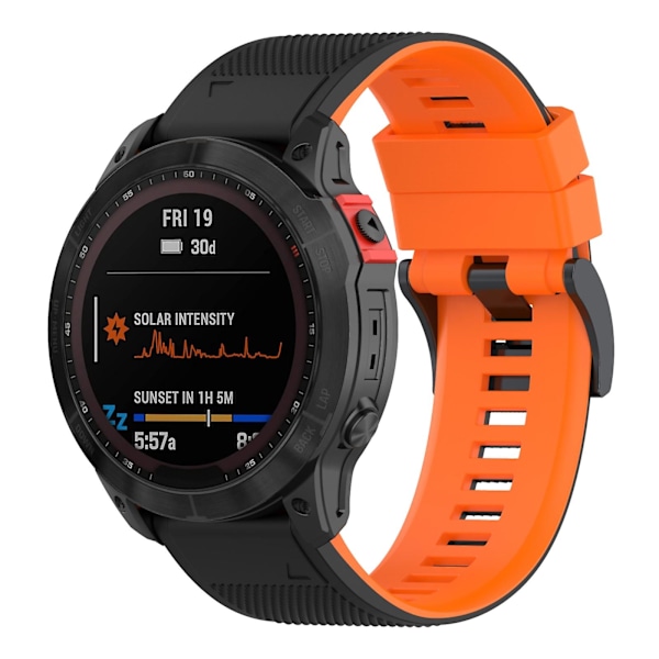 Svart Orange Svart Orange Silikon Armbandsur kompatibelt med Garmin Fenix 7