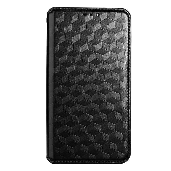 Etui til iPhone 15 Pro Max sort diamantmønster magnetisk flip-pung med kortholder 3D-mønster