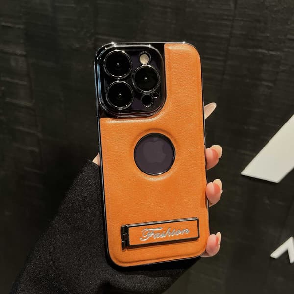 Fodral för iPhone 13 bärnsten Full-Body affärsställ läder