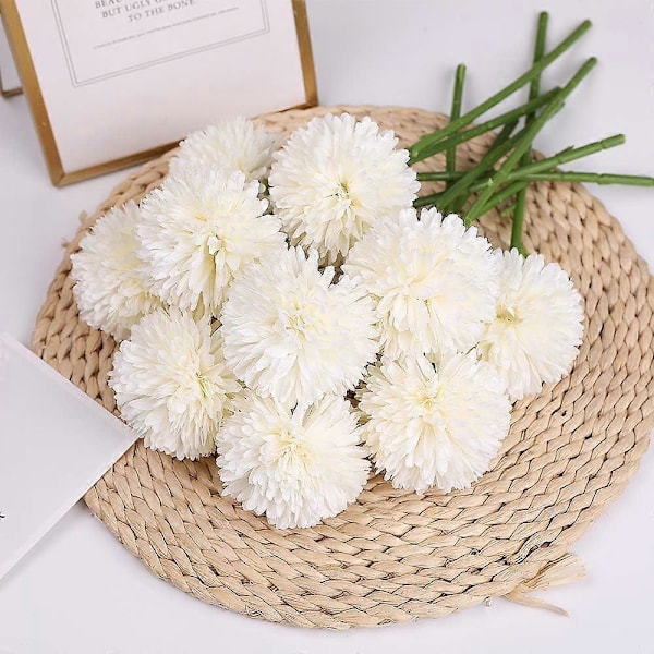 6 KPL Keinotekoisia Hortensiakukkia, 28 cm Silkkinen Pompom-krysanteemipallokukka, Morsiamen hääkimput