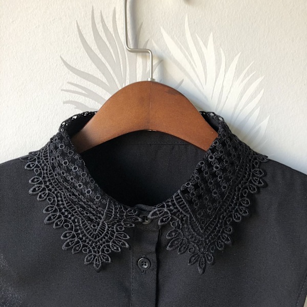 Dame falsk krage Avtakbar halv Vannløselig Broderi A White