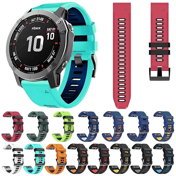 26mm Silikon Armbandsur Kompatibelt med Garmin Fenix 6x Pro