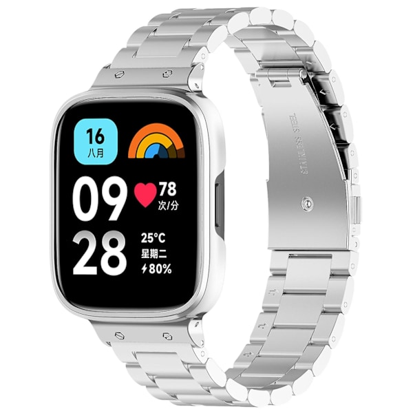 Silverfärgat armband med tre pärlor kompatibelt med Redmi Watch 3 Lite / Watch 3 Active