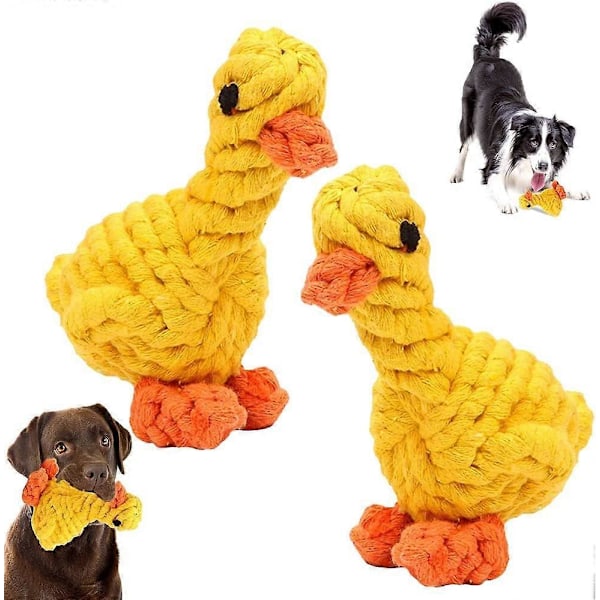 Hundleksaker 2 Stycken Tåliga Valpleksaker, Hundleksaker PLU är hundpresenter till hundar, små hundleksaker, naturlig giftfri bomull (anka)