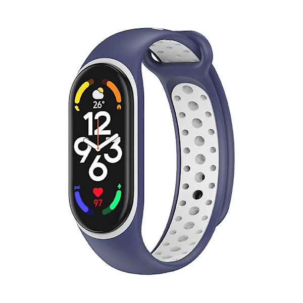 Midnatsblå Hvid Midnatsblå Hvid Silikone Urrem kompatibel med Xiaomi Mi Band 7