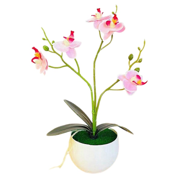 1 Set keinotekoinen ruukkukasvi, haalistumaton tekosilkki kukka, realistinen, silmiinpistävä perhosorkidea, bonsai juhliin Pink