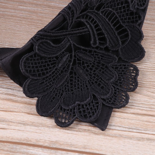 Dame falsk krage Avtakbar halv Blomsterblonder Perle Front Bu Black