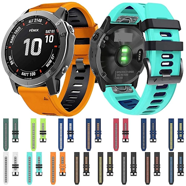 Hvid Sort Hvid Sort 26mm Silikone Urrem kompatibel med Garmin Tactix 7 Pro