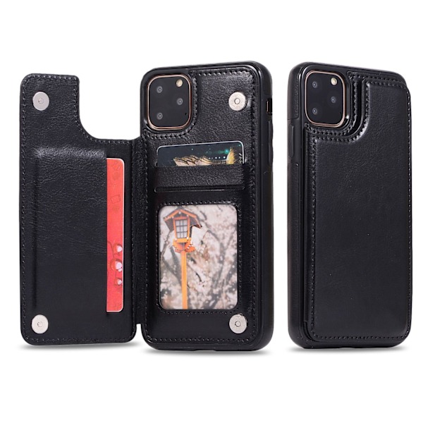 Etui til iPhone 13 mini sort Wallet med kortholder læder Creative