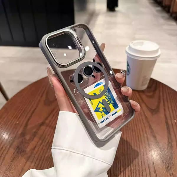 Etui til iPhone 16 Magnetisk Stativ Linsedetalj Grå Noz35271