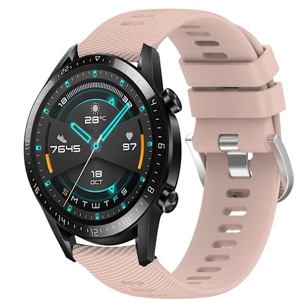 Rosa Rosa Mjukt Silikon Armbandsur Kompatibelt med Huawei Gt2 46mm