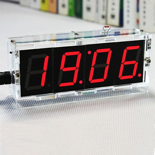 DIY 4-numeroinen LED-elektroninen kellosarja, lämpötilan valonohjausversio White+Case