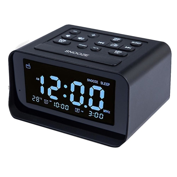 Ny väckarklockaradio, med USB port, elektrisk klocka (svart) Eu-kontakt
