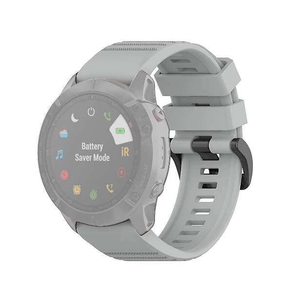 Grå Grå Offisiell Tekstur Klokkereim kompatibel med Garmin Fenix 6x 26mm Med Plastknapp