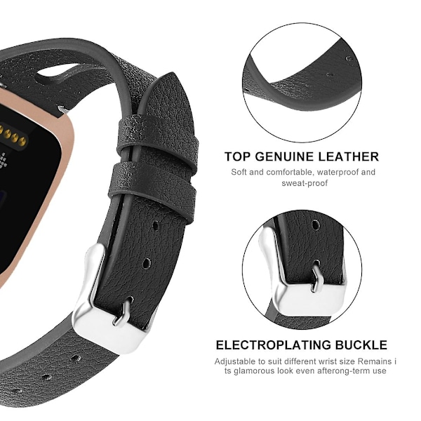 Svart Svart kompatibel med Fitbit Versa 2 Armband kompatibelt med Fitbit Versa 2