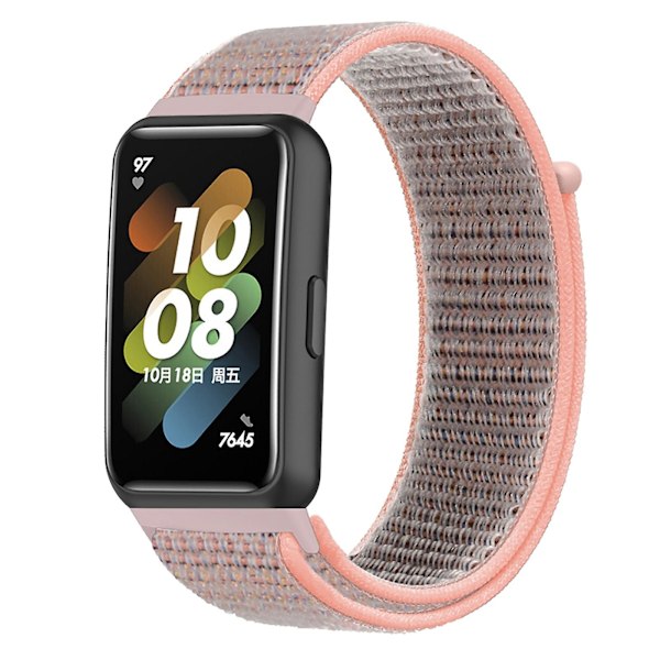 Pink Sand Pink Sand Nylon Loop Spænde Urrem kompatibel med Huawei Band 7