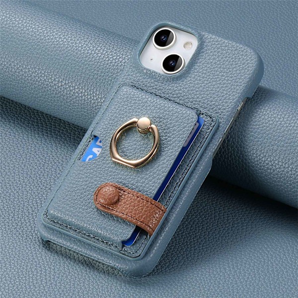 Fodral för iPhone 15 Pro Max blått läder med struktur personlighet
