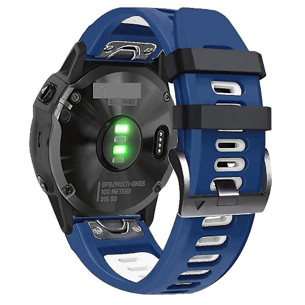 Midnattsblå   Vit Midnattsblå   Vit Silikon Armbandsrem kompatibel med Garmin Approach S62