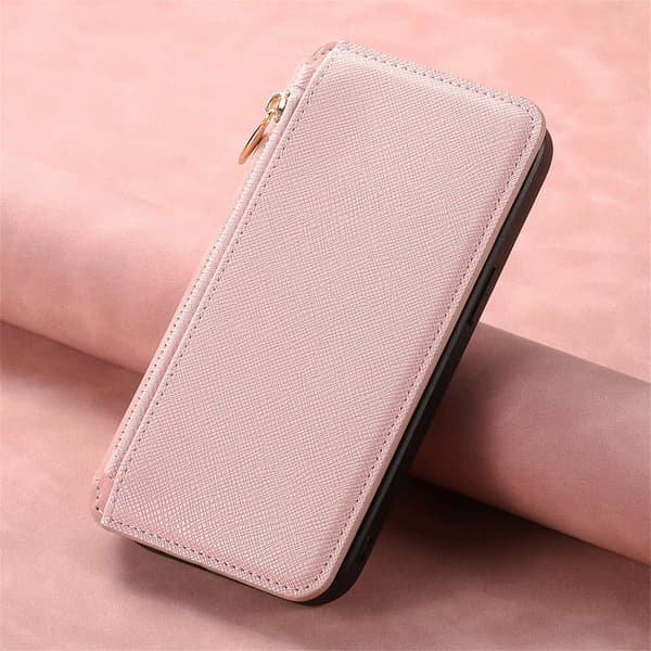 Fodral för iPhone 15 rosa Magnetiskt skydd sugkopp adsorberar Flip