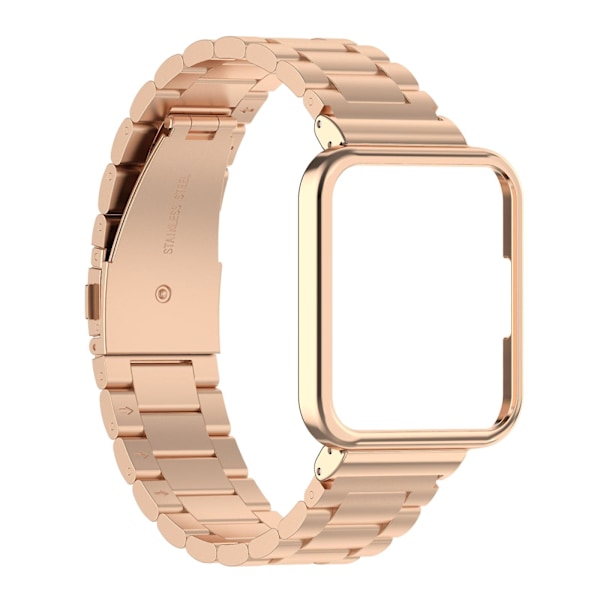 Ruusukultainen metallihihna kellokehyksellä, yhteensopiva Xiaomi Redmi Watch2 Lite International Version -kellon kanssa