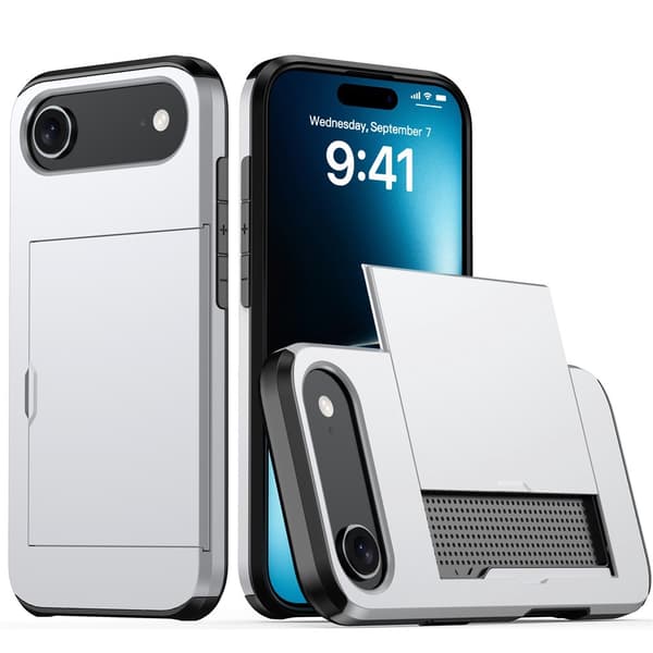 Etui til iPhone 15 Pro Max kortspor sølv