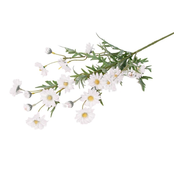 1 stk. Kunstig liten prestekrage falsk blomst blader hjem bryllup kaffebar dekor White