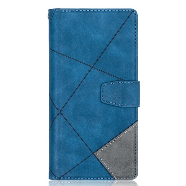 Etui til iPhone 14 Pro blå LineMixed Media Lommebok med Kortholder glidelås