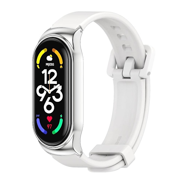 Vit Silver Vit Silver Silikon Armbandsrem kompatibel med Xiaomi Mi Band 7 / 7 Nfc kompatibel med Xiaomi Mi Band 7 / 7 Nfc