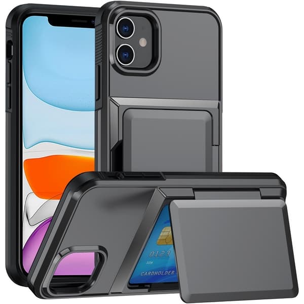 Etui til iPhone 16Pro6.3 grå Wallet med kortholder 2-i-1 Flip Wallet med kortholder
