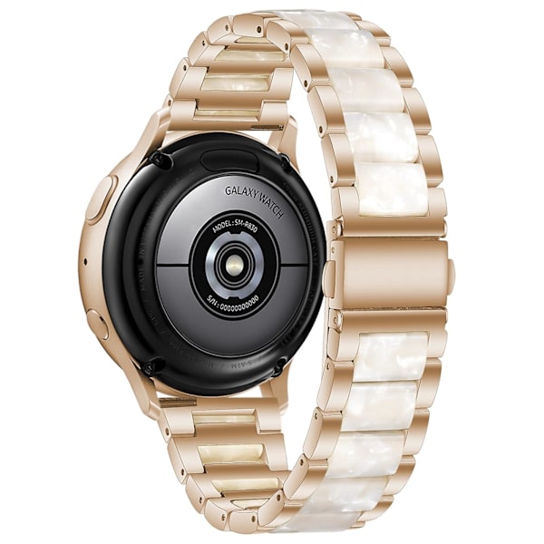 Ruusukullanvärinen valkoinen ruusukullanvärinen metallinen kolmen helmen + hartsihihna, yhteensopiva Huawei Watch Gt 3 42mm / Watch Gt 2 42mm kanssa