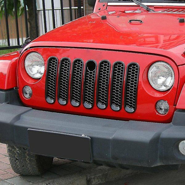 Nytt Grill Mesh Inserts Kit Clip-in med låshål kompatibel med Wrangler Jk 2007-17