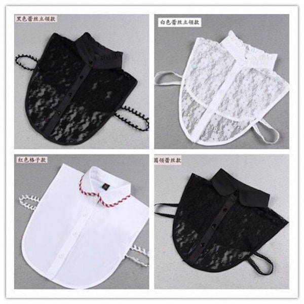 Lös krage för damer Ståkrage All-Match Spets Vår, Höst White lace round neck-average size