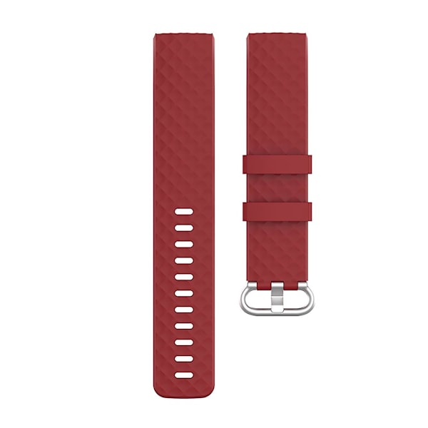 Rød Rød 18mm Sølvfarget Spenne TPU Armbånd Klokkereim kompatibel med Fitbit Charge 4 / Charge 3 / Charge 3 Se, Størrelse: S