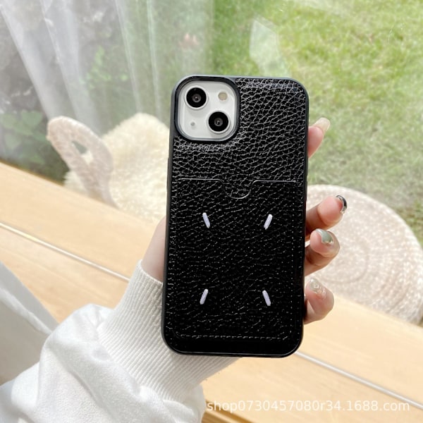 Etui til iPhone 16 Sort kort Margiela Wallet med kortholder læder Full-Body