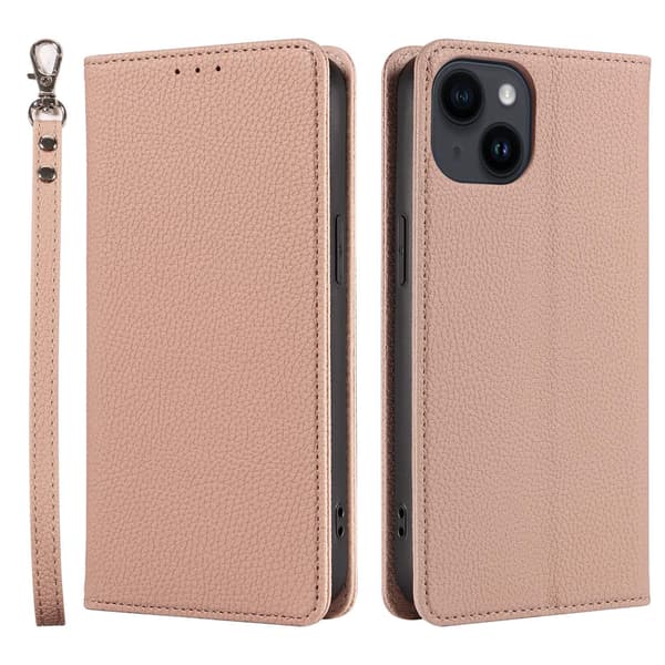 Fodral för iPhone 16 Pro Max Hudfärg Pebbled Magnetiskt Flip