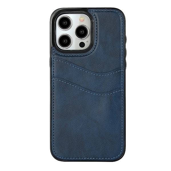 Sininen iPhone 15 Pro Max -lompakkokotelo korttipidikkeellä ja nahkakannella