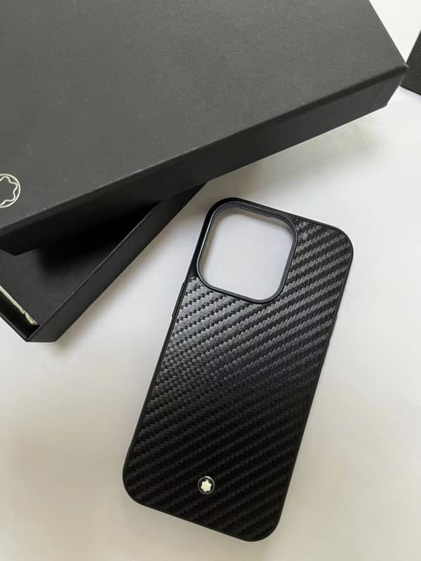 Etui til iPhone 15 Pro, kulfiber model, højkvalitets lædertekstur, krydskornet lædertekstur, fuld krop blød