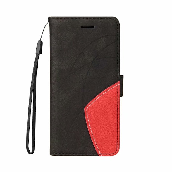 Etui til iPhone SE 4 sort Tofarvet Blandet Media Soft-Touch Flip Wallet med Kortholder