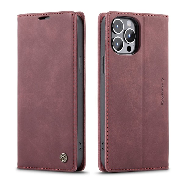 Etui til iPhone 15 Pro 6.1 rød Flip Wallet med kortholder