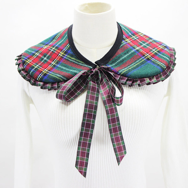 Dam Falsk Krage Avtagbar Halv Avtagbar Ullsjal De Red Plaid