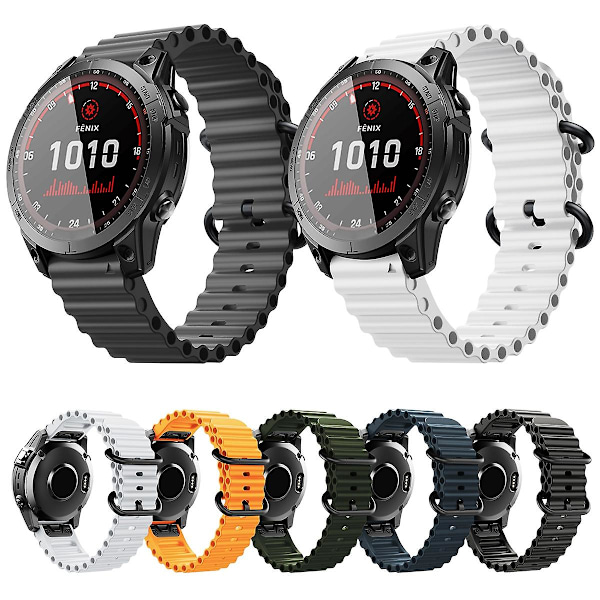 Silikonerem i Ocean-stil, kompatibel med Garmin Fenix 7