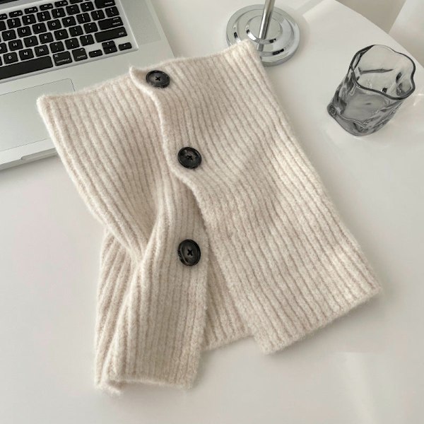 Dame falsk krage Avtakbart halvskjerf Vinter Koreansk stil Beige (including wool) 30cm