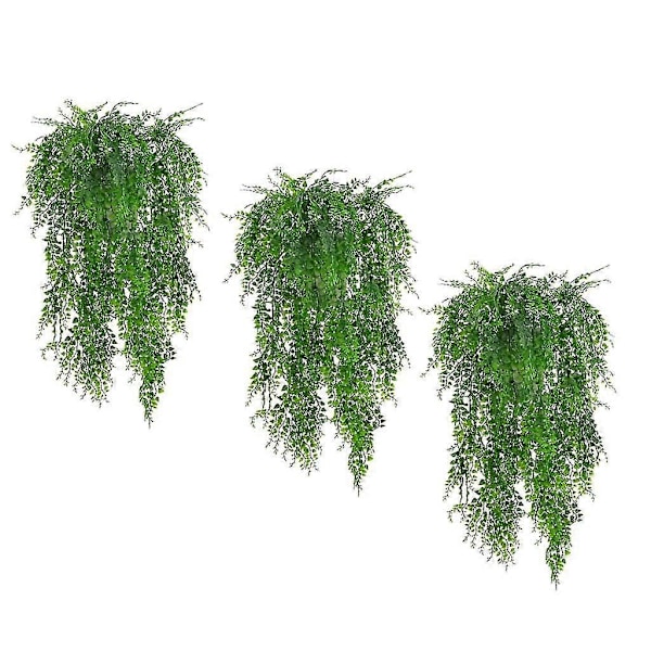 Kunstige hængeplanter, kunstige grønne plastikplanter til indendørs/udendørs/altan/væg/potte/have/dekoration, pakke med 3 stk.