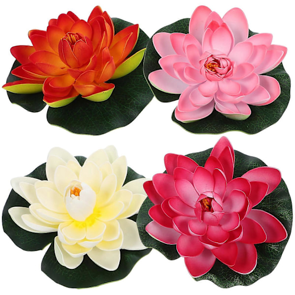 4 stk. Kunstig Flytende Lotusblomst Dekorativ Lotusblomst Damdekorasjon Rekvisitter