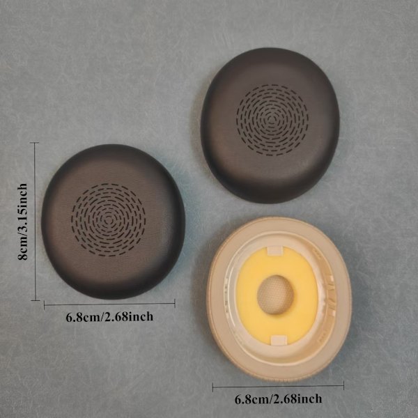 2 st svarta öronkuddar för Jabra Evolve2 75 2.0 andra generationen